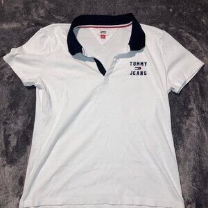 Tommy Hilfiger Tommy Jeans White Polo Blue Collar Shirt XL